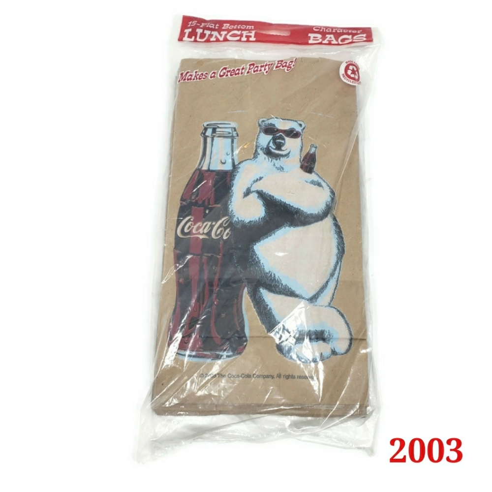 2003 Coca-Cola Collectable 15-Flat Bottom Brown Lunch Bags